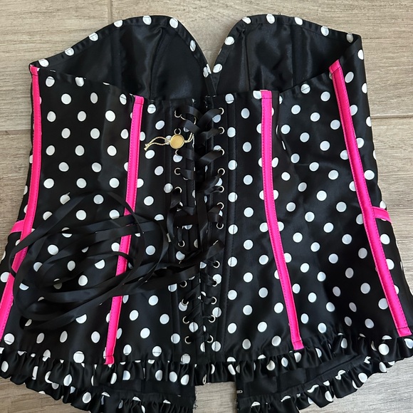 Victoria's Secret Black and Pink Polka Dot Corset - Picture 4 of 4